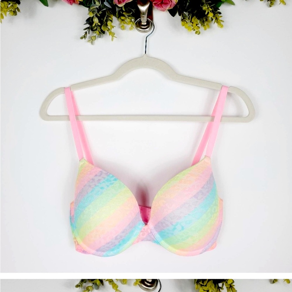 Victoria's Secret PINK Pastel Rainbow Wear Everywhere Push-Up Bra